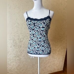 Floral Lace Trim Camisole Top